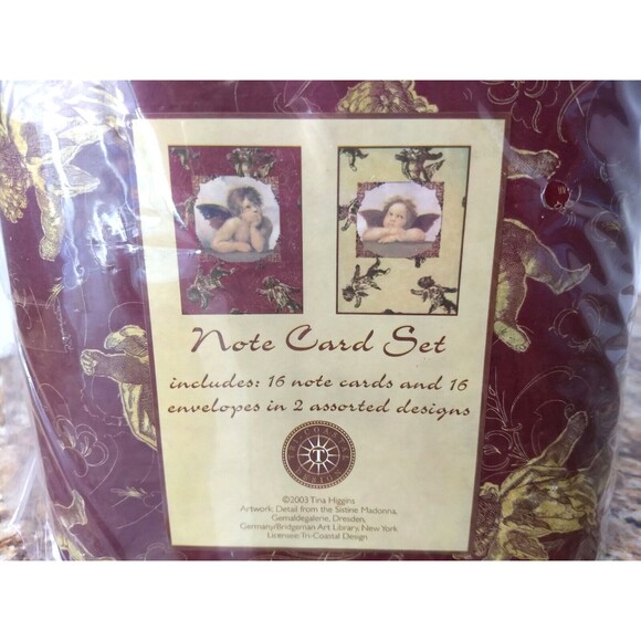 Vintage 2003 Cherubs Note Card Set in Display Case w/ Tassel Cards & Envelopes - Picture 4 of 12